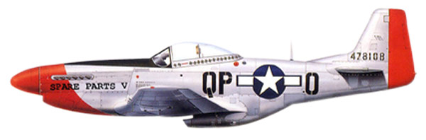 P-51D with
          Half-Teardrop Type Canopy  4th FG, 334th Fighter Squadron
