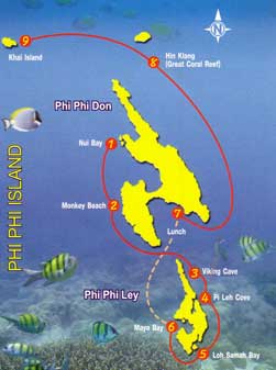 Phuket Tropical Marine - Speedboat Tours Maya Bay map route