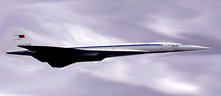 Tupolev 144-D Supersonic Transport at Mach 2.0 over the Mediterranean, 1979.